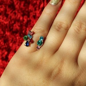 Gemstone Cluster Cuff Ring (I Take Offers!)